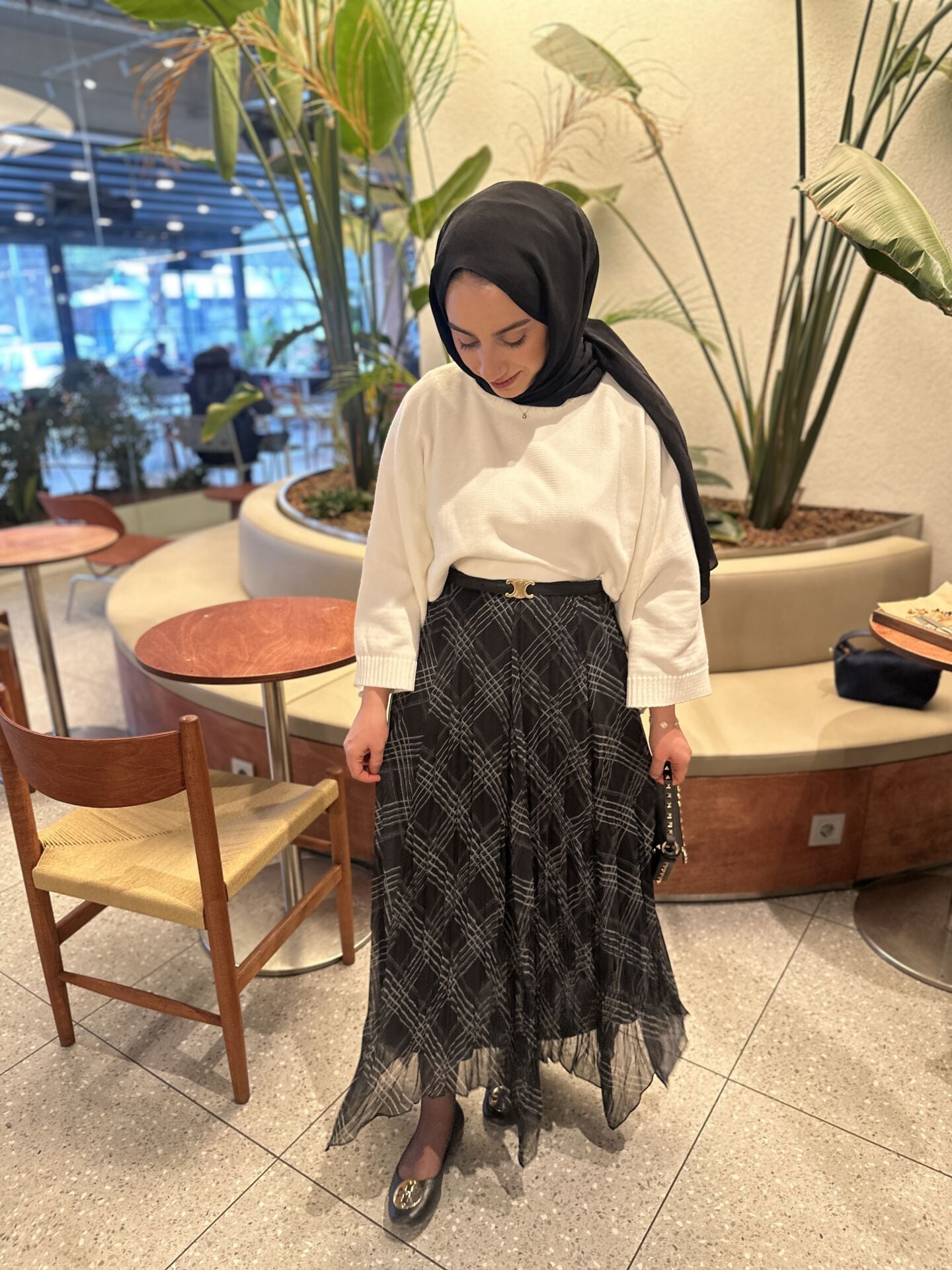 Astarlı Şifon Etek || Siyah