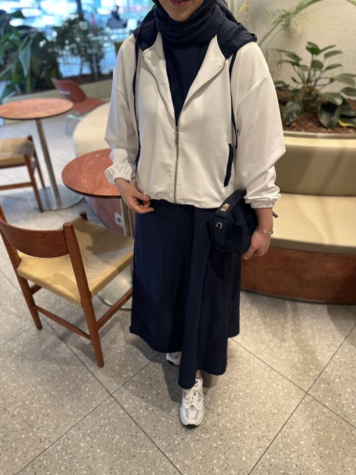 Ekru Garni Detaylı İkili Elbise | Lacivert-Beyaz