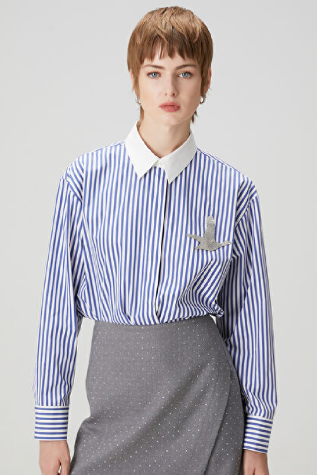 Beymen Club Mavi Beyaz Çizgili Gömlek