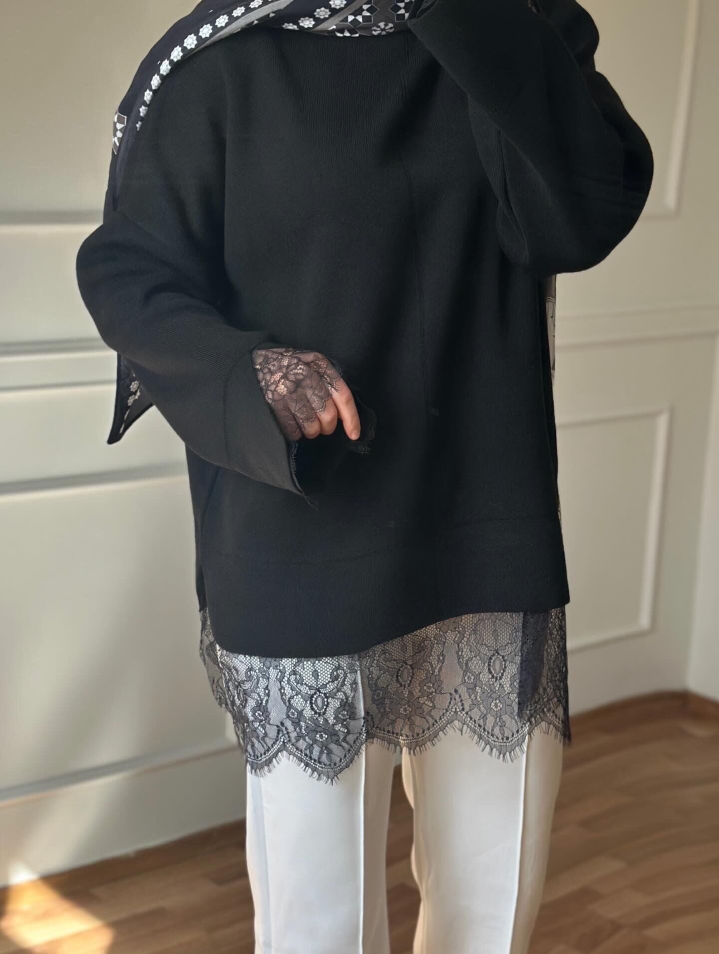 Dantelli triko kazak