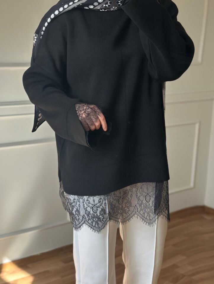 Dantelli triko kazak