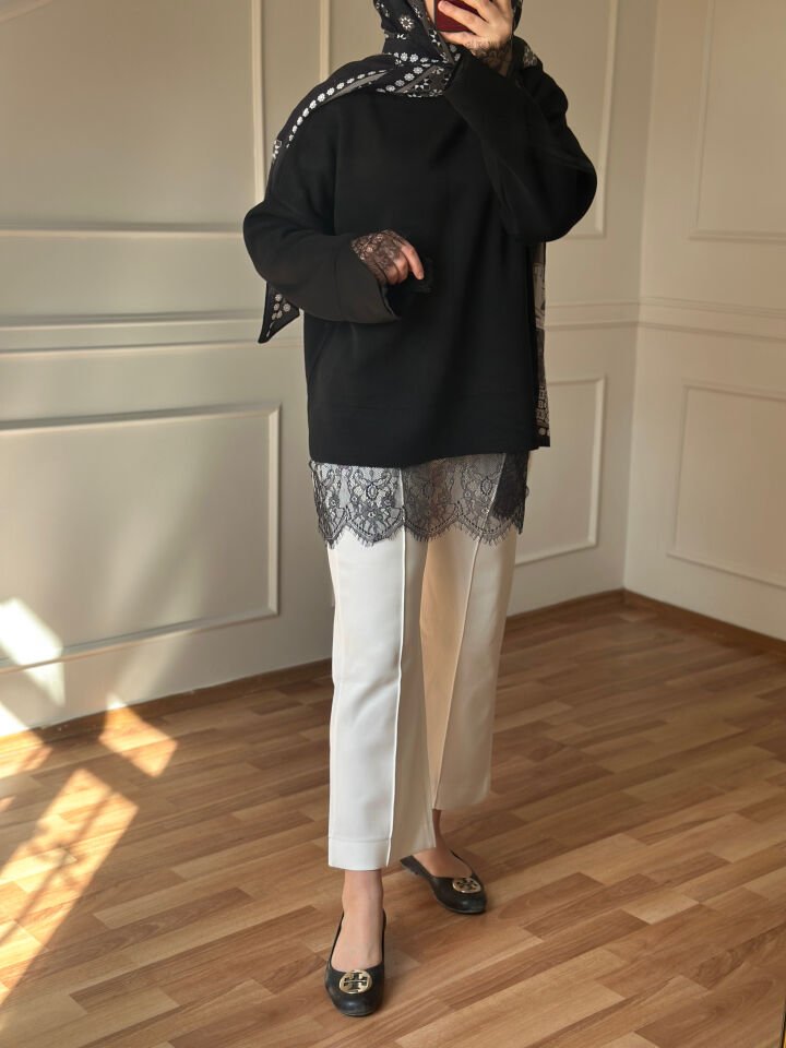 Dantelli triko kazak