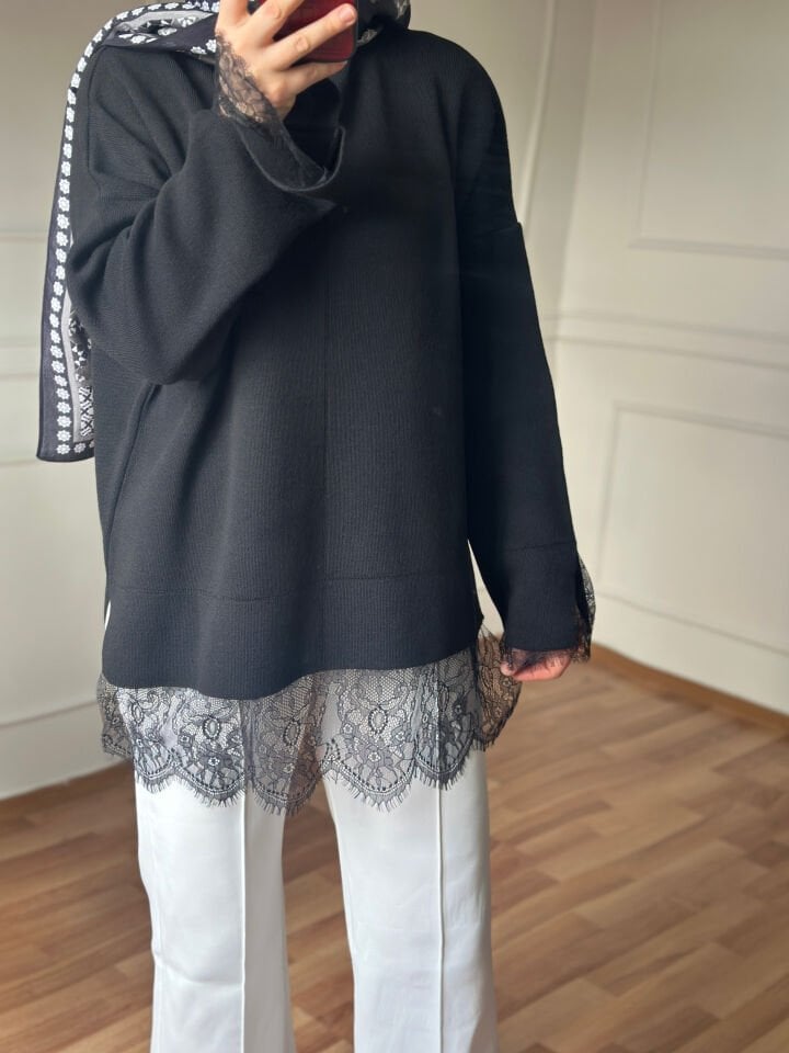 Dantelli triko kazak