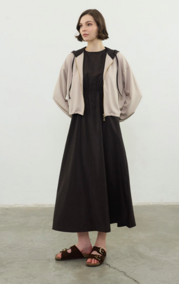 Garni Haka İkili Elbise | Kahve