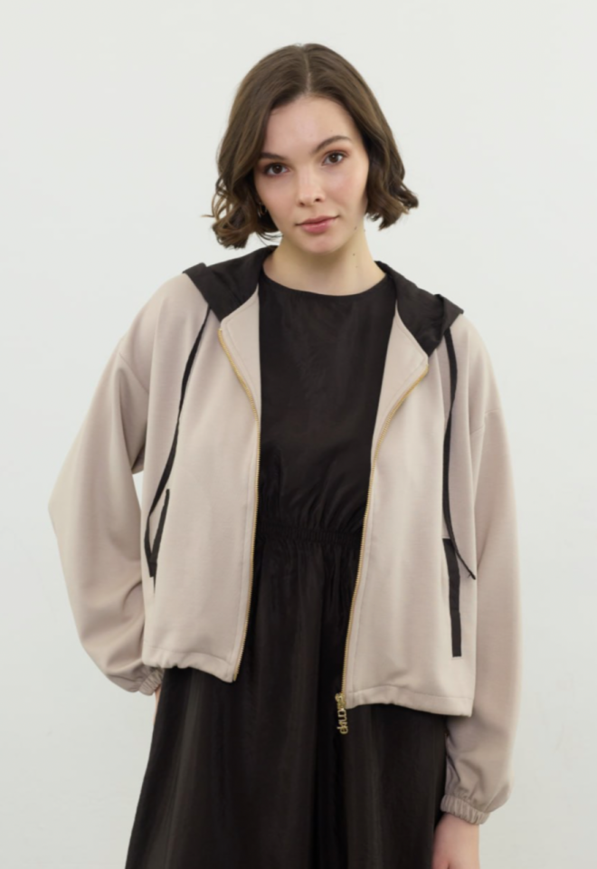 Garni Haka İkili Elbise | Kahve