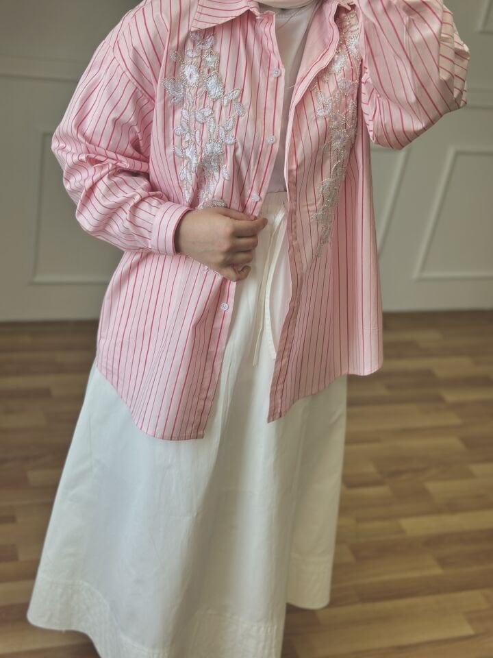 İşlemeli Gömlek Pembe