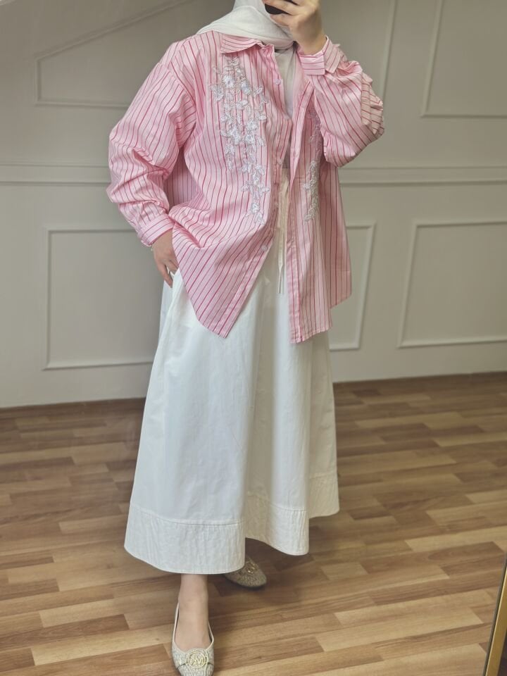 İşlemeli Gömlek Pembe