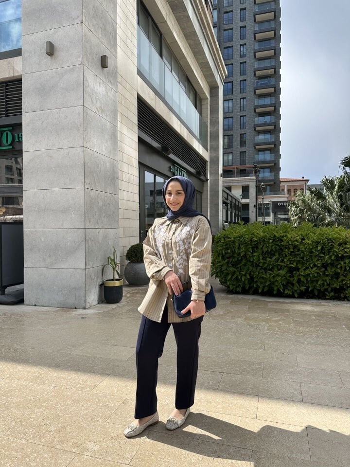 İşlemeli Gömlek Haki